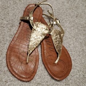 Gold glitter dressy sandals